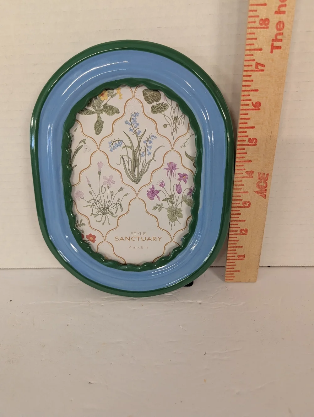 Sanctuary Blue and Green Oval Photo Frame 4x6 New